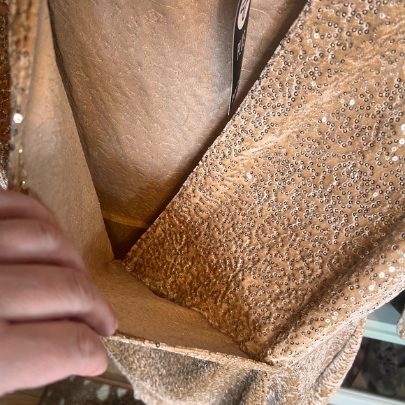 NWT Gold Sequin Velvet Mini Wrap Dress XL - Picture 6 of 9